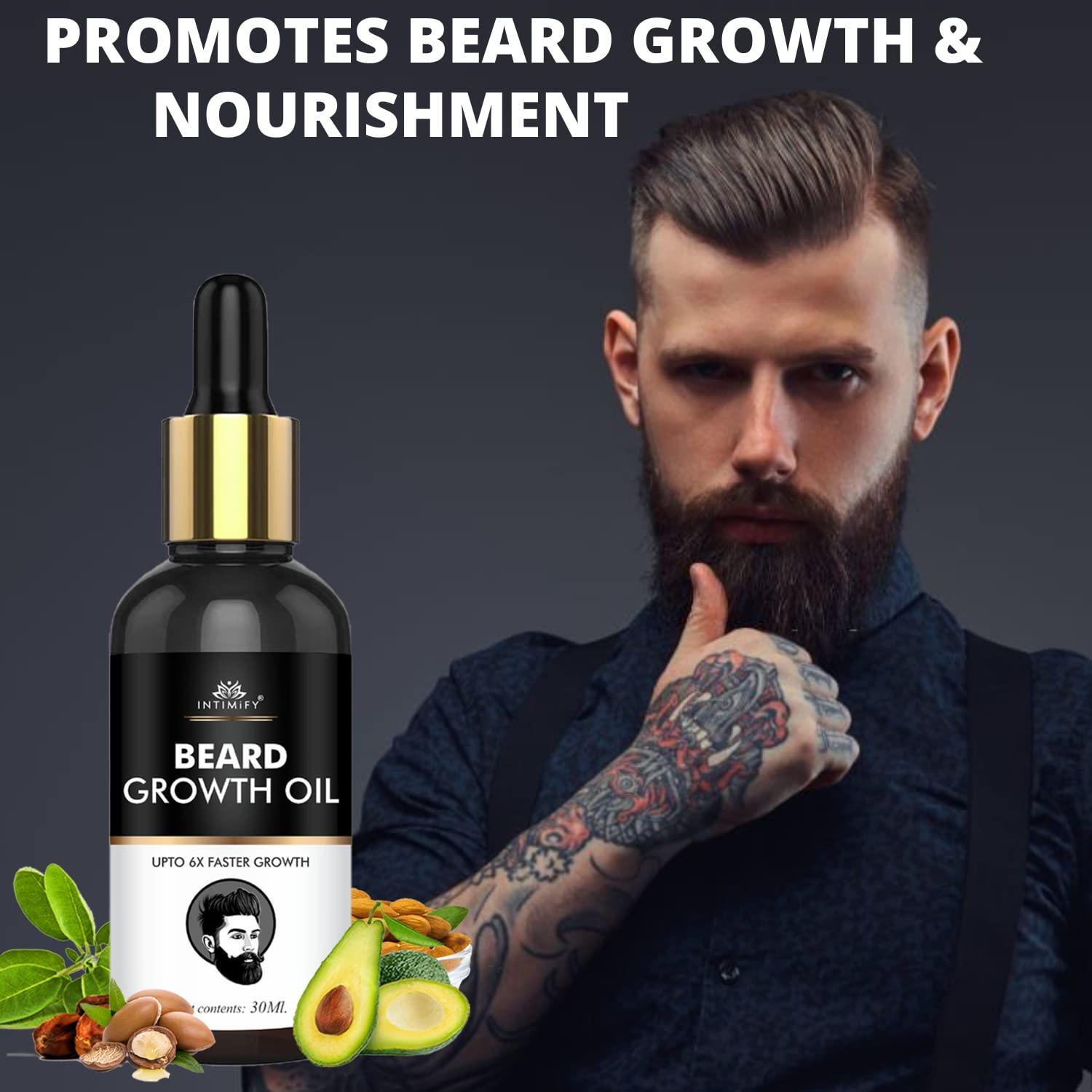 INTIMIFY Beard Oil For Growing Beard Faster, Mustache Beard Growth Oil, Beard Oil For Men Fast Growth, Beard Oil For Pachy Beard, Beard Oil For Smooth Beard