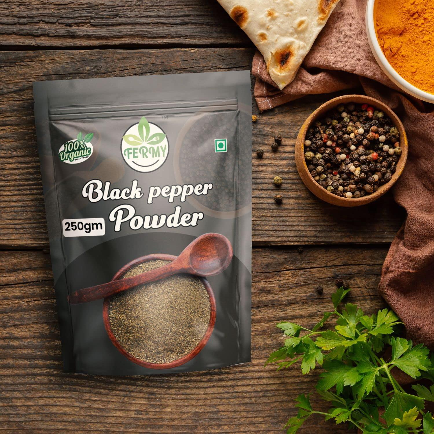 FERMY FERMY Black Pepper Powder Fresh Ground/Kali Mirch, Black Pepper (250g) Organic Black Pepper