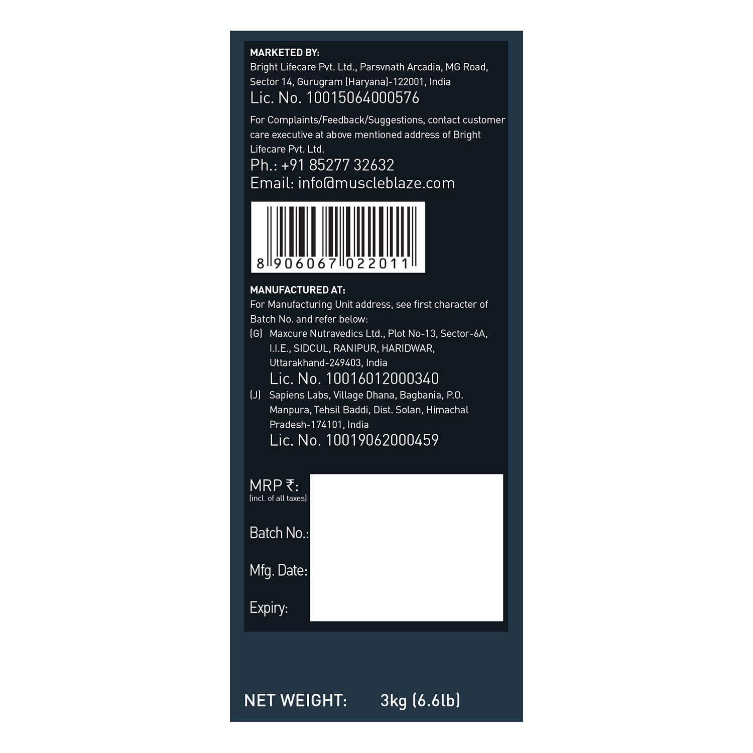 MuscleBlaze MuscleBlaze Carb Blend Powder(Unflavoured, 3Kg / 6.6Lbs)| Active Energy Formula