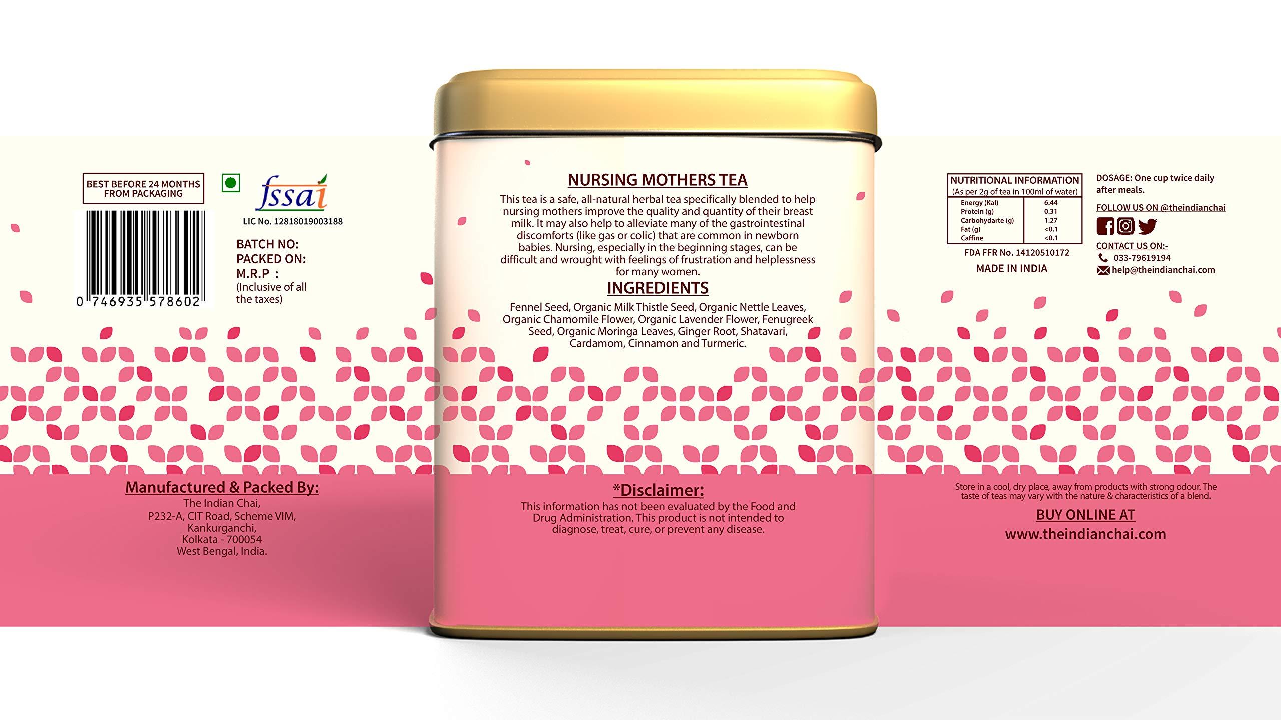 The Indian Chai The Indian Chai – Nursing Mothers Tea 100g for Healthy Lactation with Fenugreek, Milk Thistle, Fennel Seed & More for Breastfeeding!