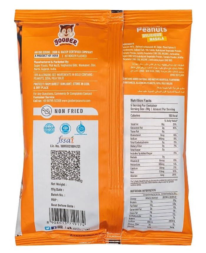 GOOBER GOOBER Crunchy Tasty Delicious Peanuts Masala Delight - Premium Roasted Peanuts (140g)