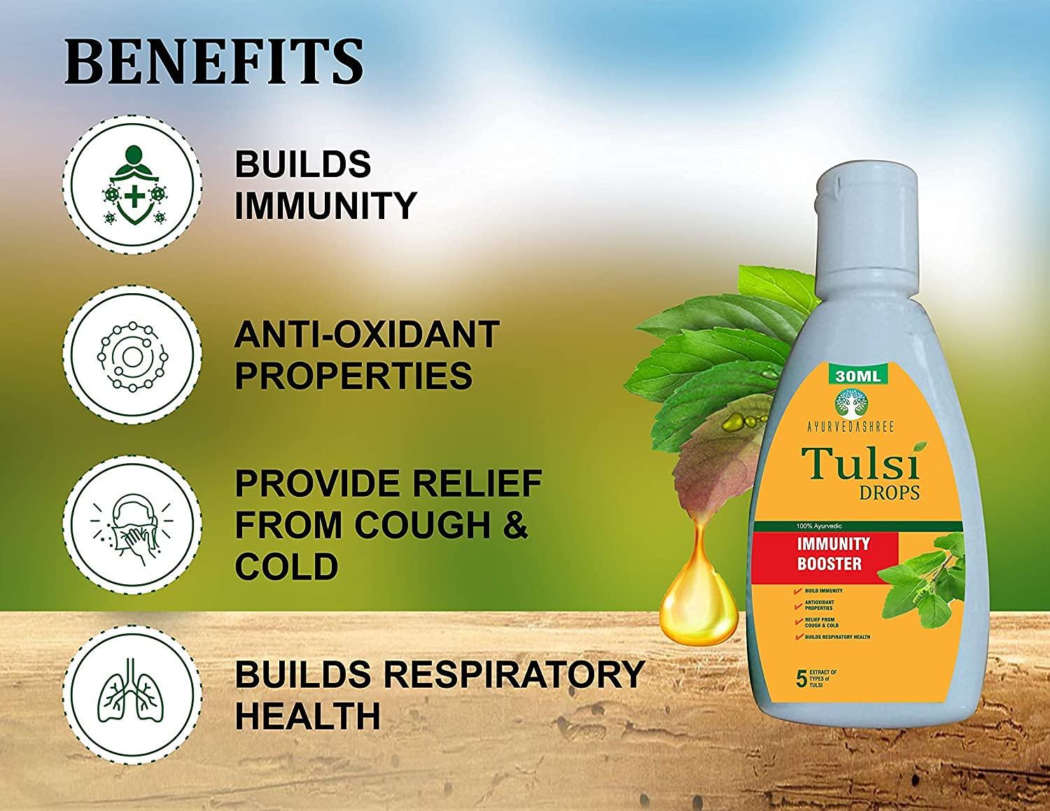 Ayurvedashree Ayurvedashree Tulsi Drops- Concentrated Extract of 5 Rare Tulsi for Natural Immunity Boosting & Cough and cold Relief: 30ml