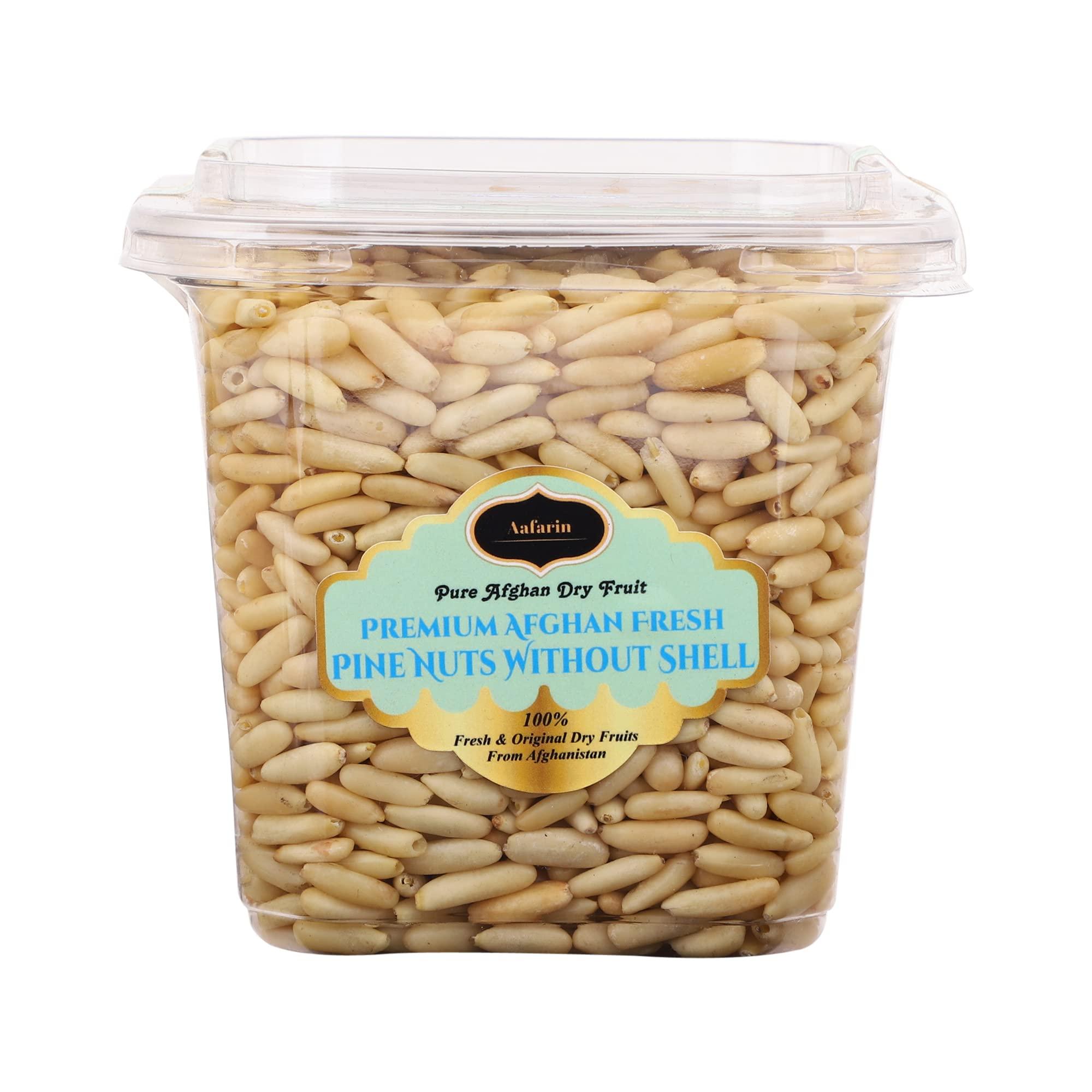 AAFARIN AAFARIN PREMIUM AFGHAN FRESH PINE NUTS WITHOUT SHELL ( CHILGOZA / CHIGOJE MAGAZ / NEZE ) (250 GRM)