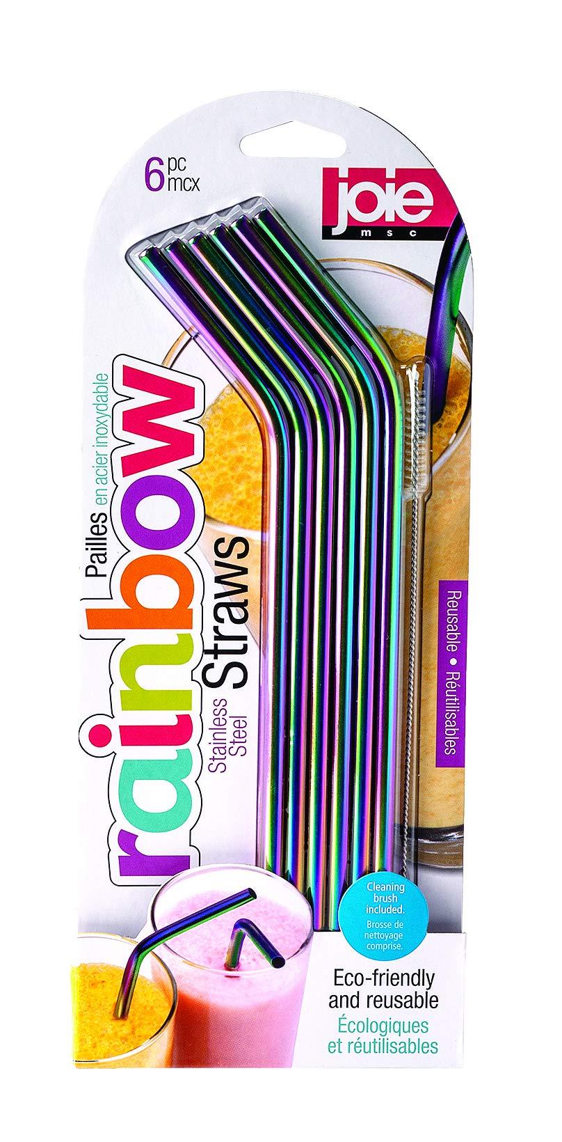 Joie Joie Stainless Steel Rainbow Reusable Straws with Brush
