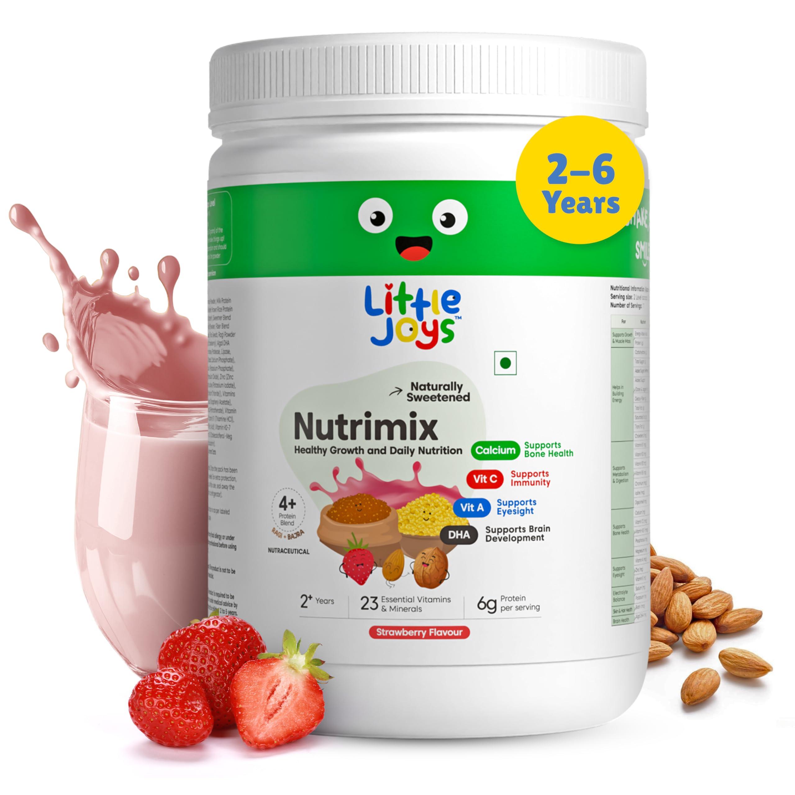 Little Joys Little Joys Nutrimix Nutrition Powder 350g | 2-6 Years | No Refined Sugar | Supports Healthy Growth & Boosts Immunity | With Ragi, Bajra, Almonds & Oats | Strawberry Flavour