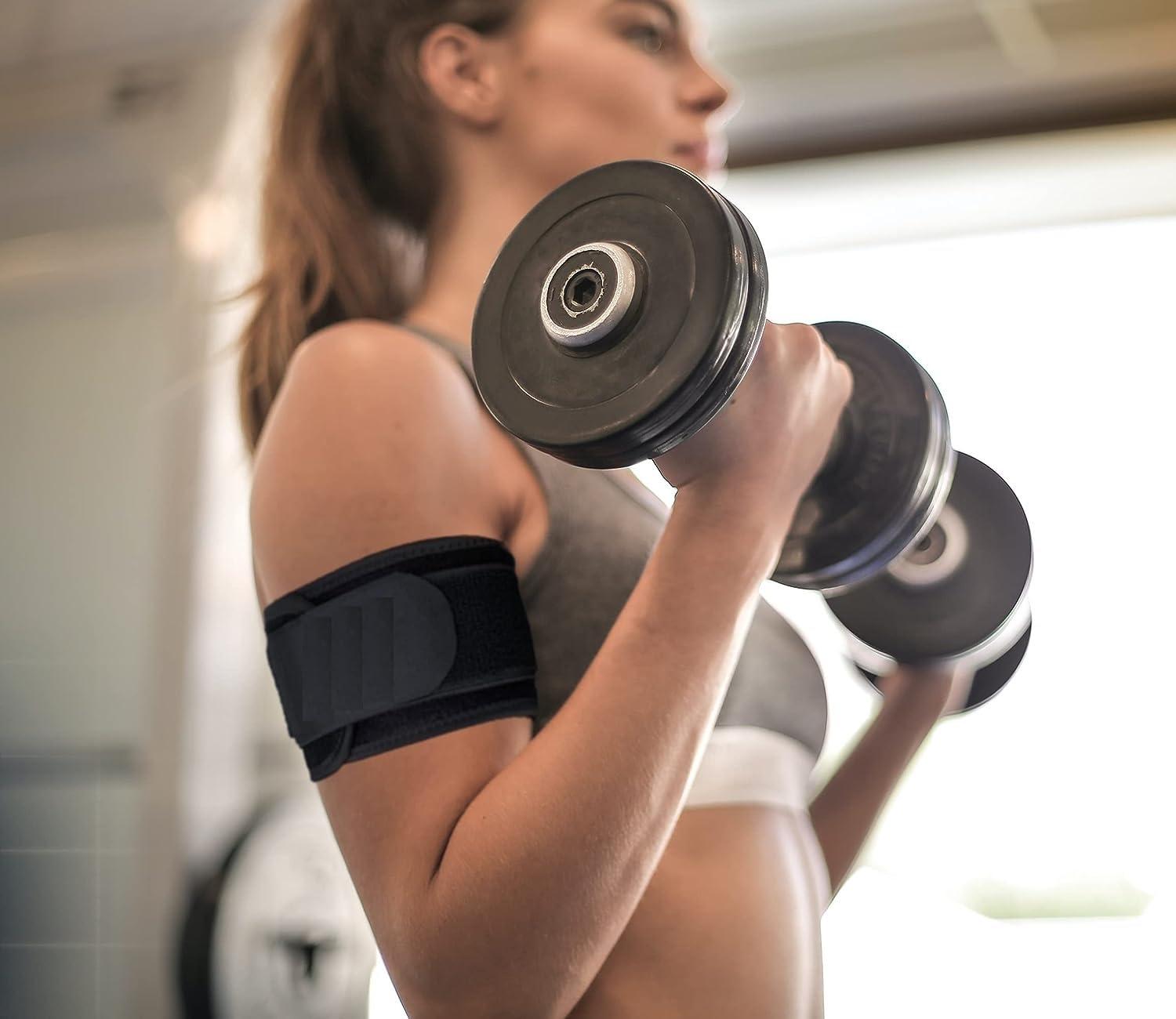 FITCOZI Bicep & Tricep Tendonitis Brace Compression Sleeve - Pain Relief for Bicep and Tricep Muscle Strains, Upper Arm Support (L/XL Width-4\") (Male 4 Inches)