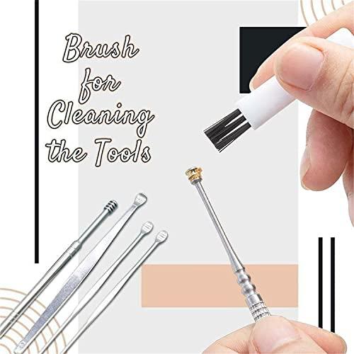 First Try First Try 6 Pieces Earwax Removal Kit with Brush and Storage Box | Stainless Steel Ear Cleaning Machine | Ear Curette Safety Cleaner | Medical Grade | for Adult and Baby (6 Pcs Set)