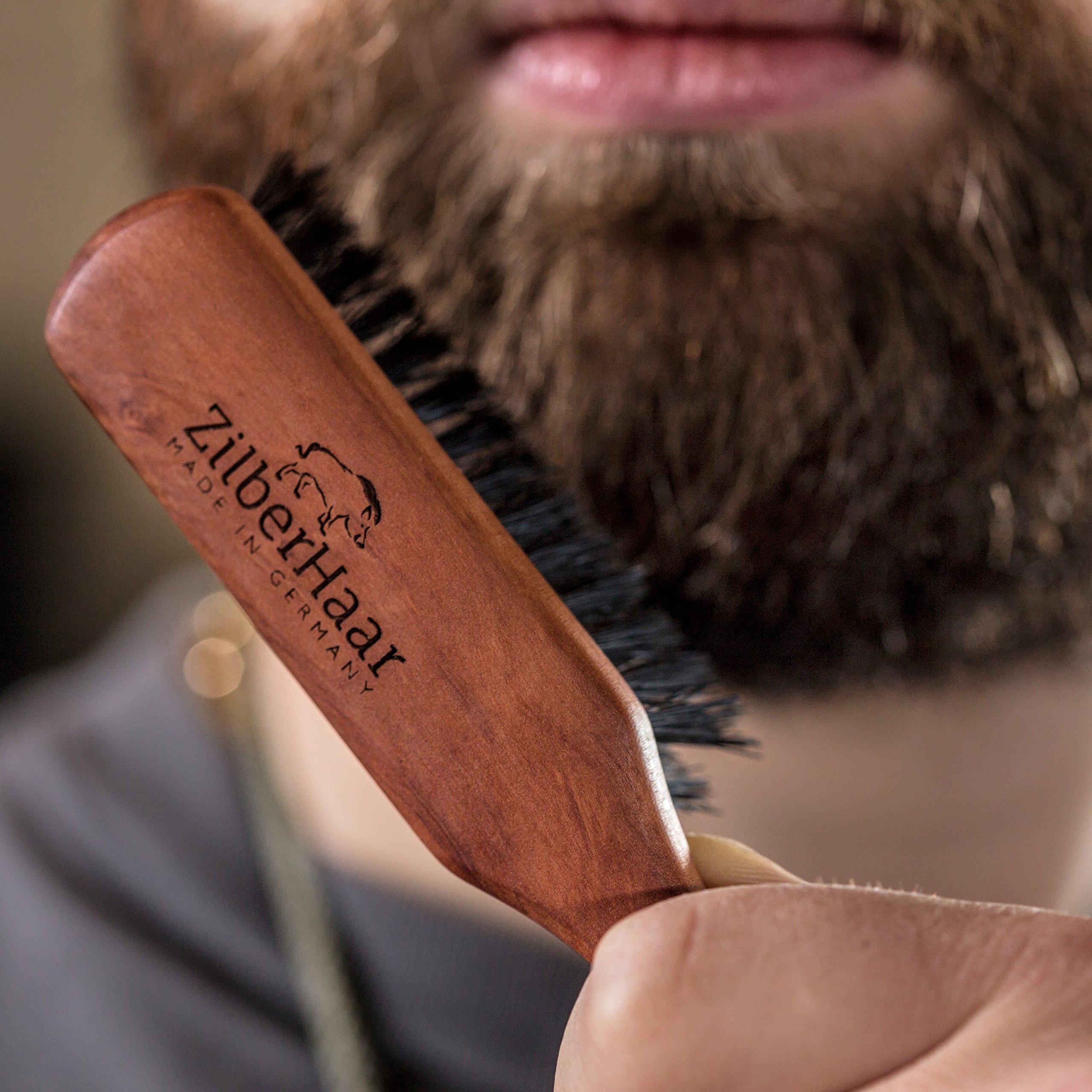ZilberHaar ZilberHaar Beard Brush (Soft Bristles) | 100% Boar Bristle & German Pearwood | Works With All Beard Balms & Oils | Made in Germany