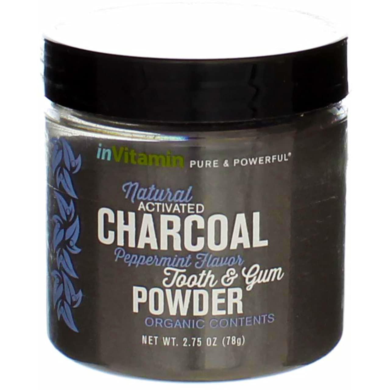 inVitamin Natural Whitening Tooth & Gum Powder with Activated Charcoal (2.75 oz Peppermint)
