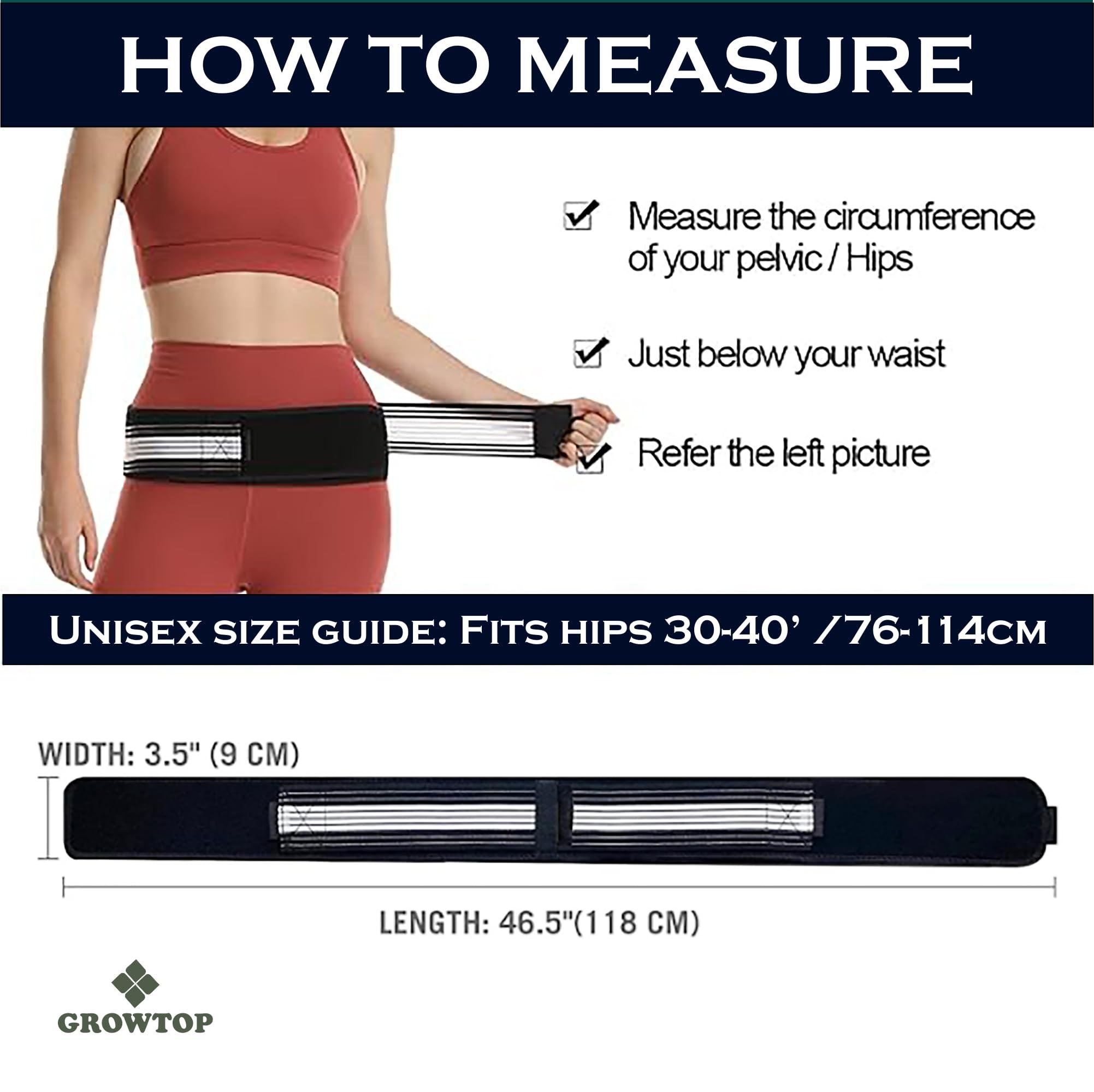 GROWTOP GROWTOP Sacroiliac SI Joint Hip Belt - Lower Back Support Brace for Men and Women - Hip Braces for Hip Pain - Pelvic Support Belt - Trochanter Belt