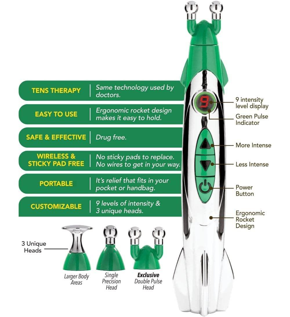 POWEREST POWEREST Pain Relief Pen, Rocket Pain Relief Pen, Electronic Massager Pen Meridian Acupuncture Pointer For Body Pain Palm Acupressure Pen, Health Care Acupressure Laser Massage Therapy Pen (1)