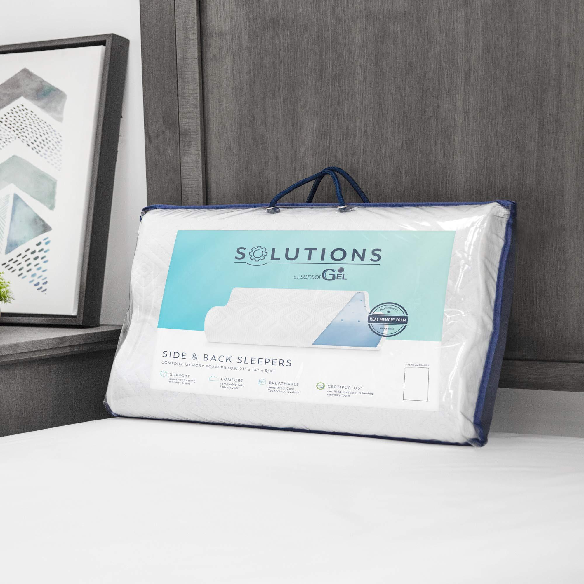 SensorPEDIC SensorPEDIC Solutions by SensorGel Contour Memory Foam Side and Back Sleepers Bed Pillow, Oversized, White