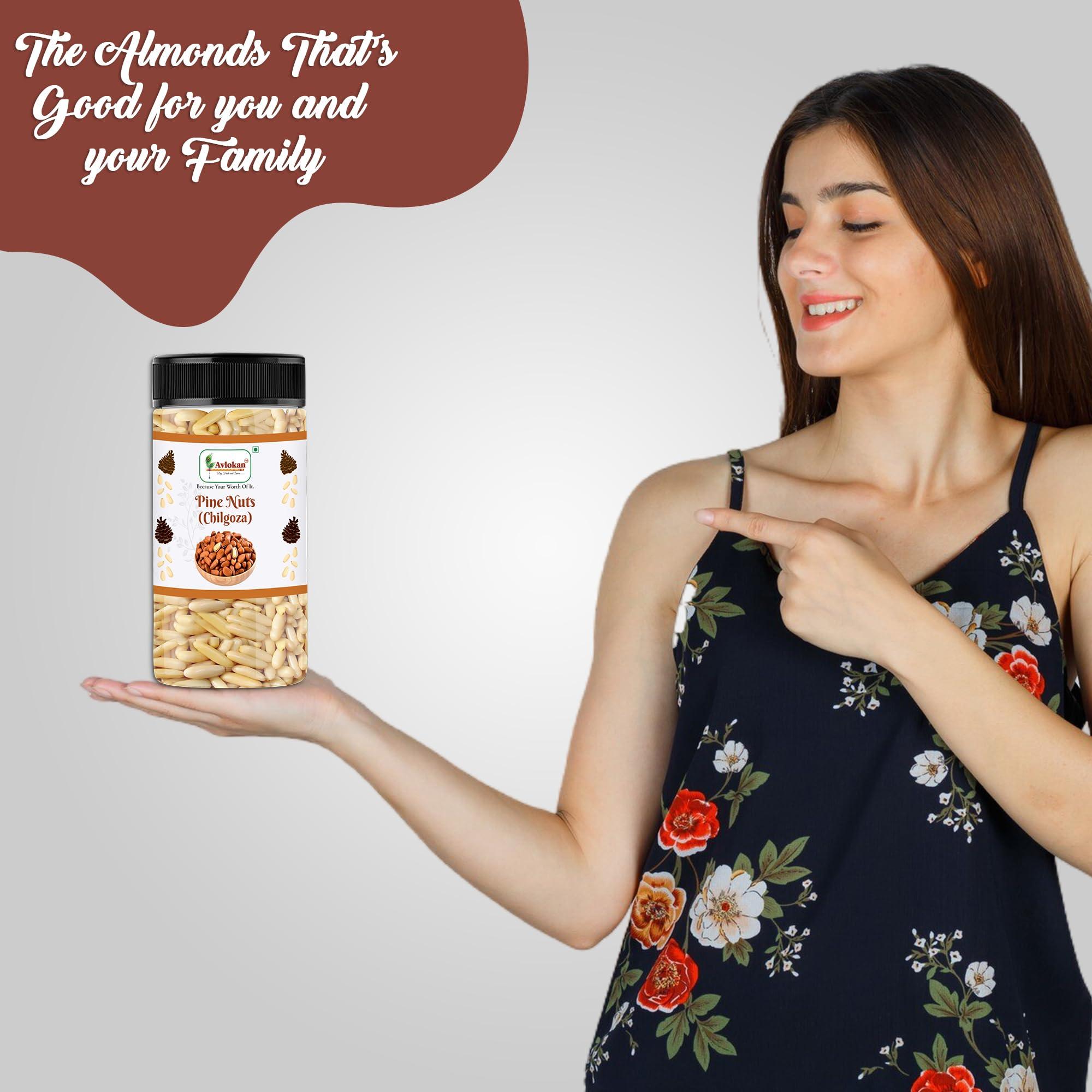 Avlokan Avlokan Pine Nuts Without Shell Jar Pack (Afghani Chilgoza Giri),Raw (50g)
