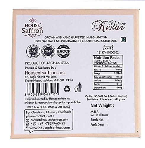House of Saffron House of Saffron Afghani Saffron Kesar Grade A1++ Natural Untouched Negin ISO Kesar Threads (1Gram - 1 Pack of 1gram)