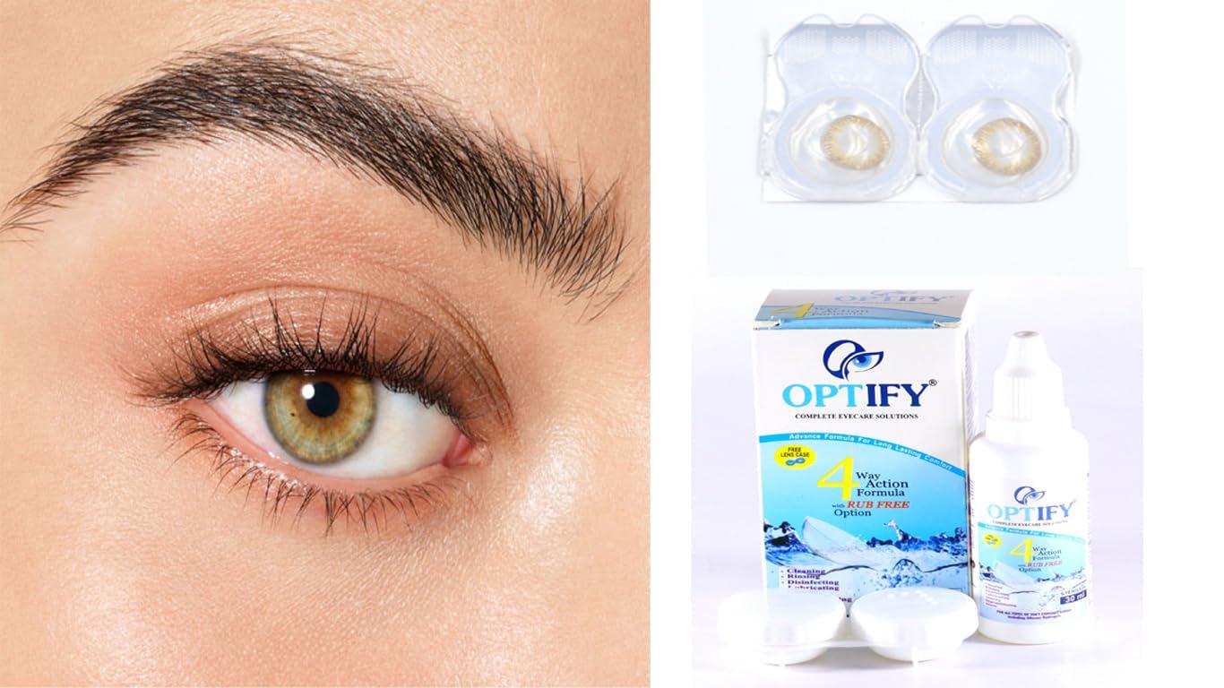Aqua Lens Aqua Lens Monthly Disposable Cosmetic Walnut Brown Colored Contact Lens With 30 ml. Solution & Lens Case (Walnut Brown)