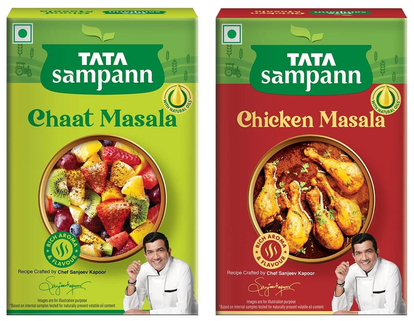 Tata Sampann Tata Sampann Chicken Masala with Natural Oils, Crafted by Chef Sanjeev Kapoor, 100g & Tata Sampann Chaat Masala with Natural Oils, Crafted by Chef Sanjeev Kapoor, 100g