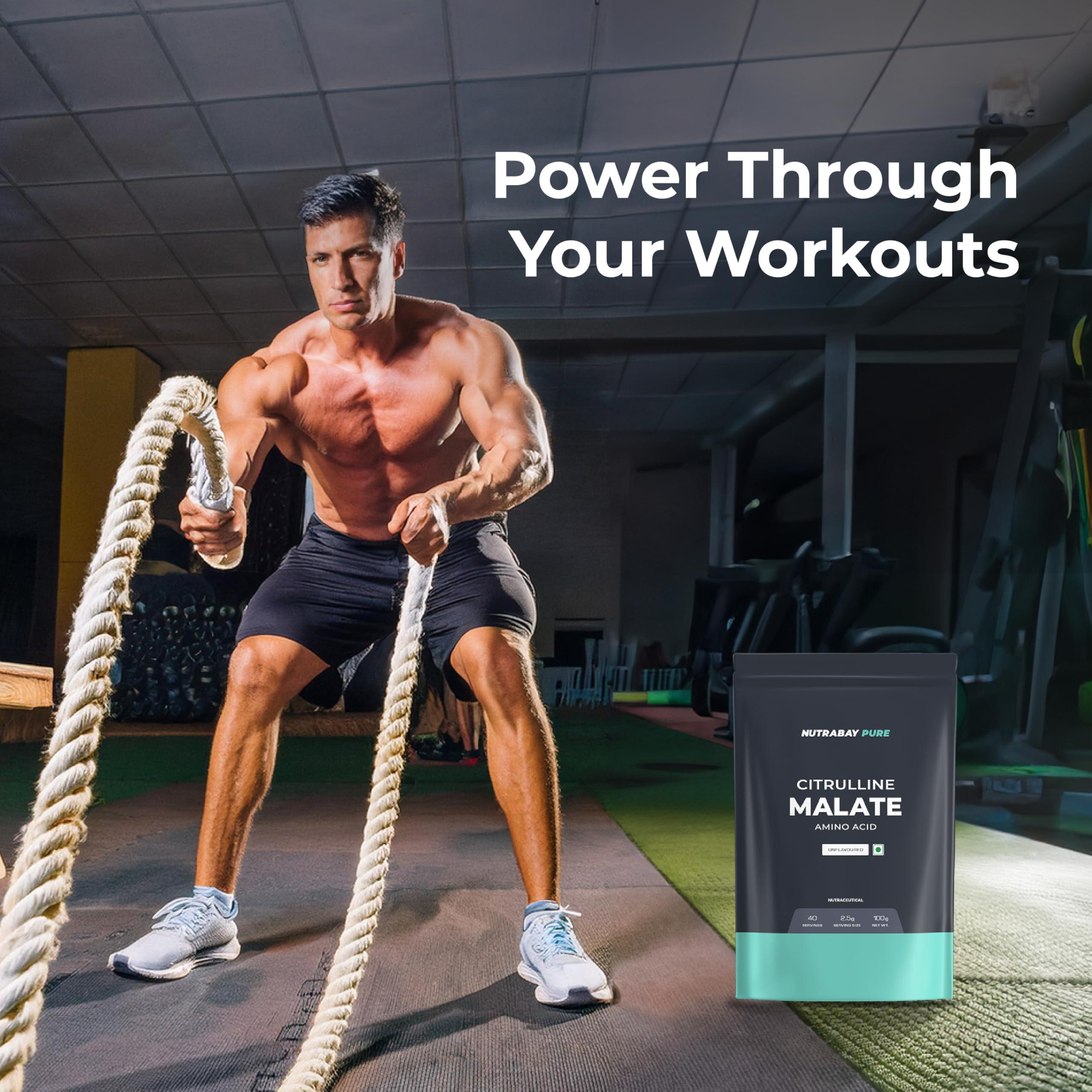 Nutrabay Nutrabay Pure 100% Citrulline Malate Powder - Boosts Nitric Oxide, Pre Workout supplement for Men & Women - 100g, Unflavoured