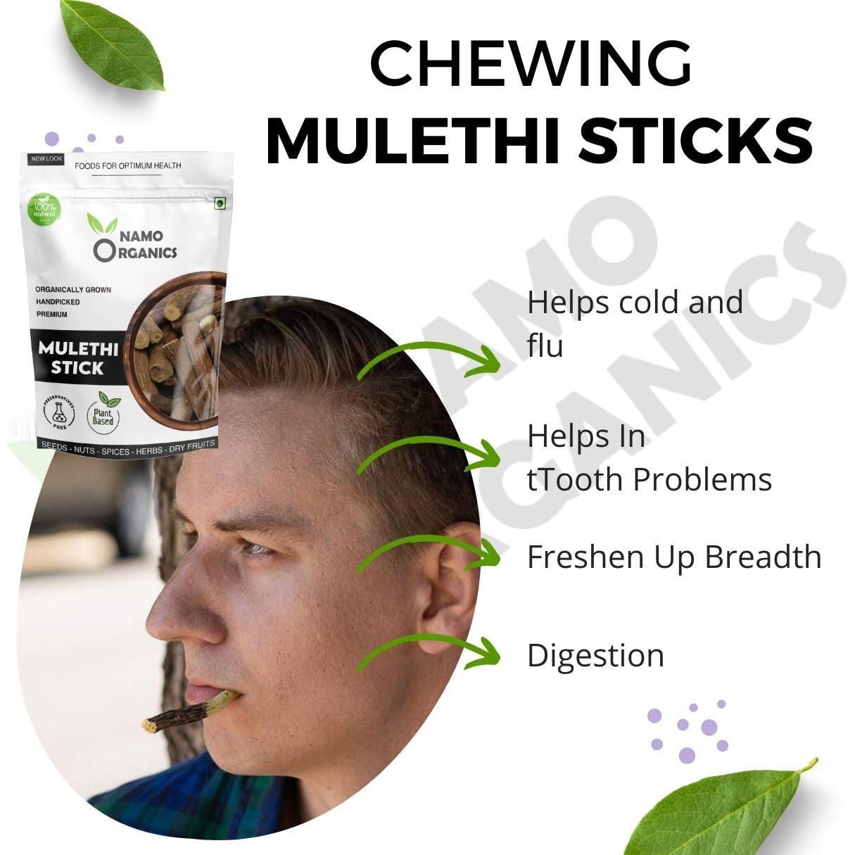 Namo Organics NamoOrganics - Mulethi Stick For Eating - 200 Gm - yashtimadhu/Licorice Roots for Throat