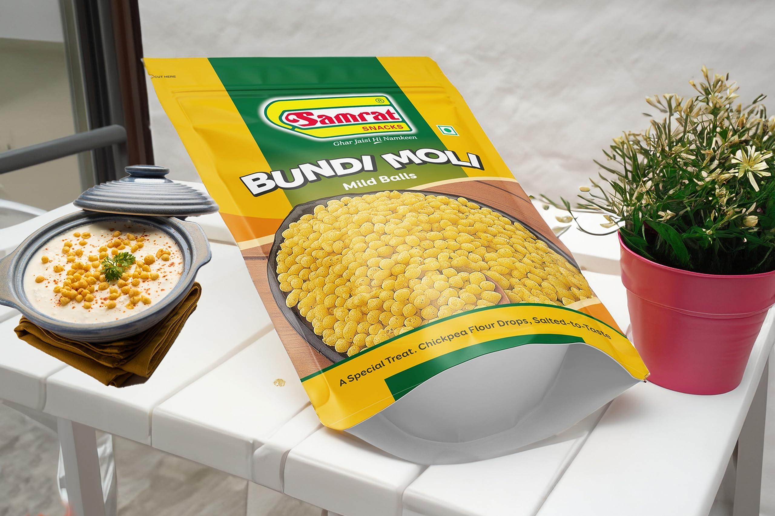 SAMRAT Samrat | Bundi Moli Mild Balls Magic of Crunchy & Crispy Namkeen for Chaat & Raita Snacks | Ghar Jaisi Hi Namkeen | (Pack of 2 (2 x 1.K.g))