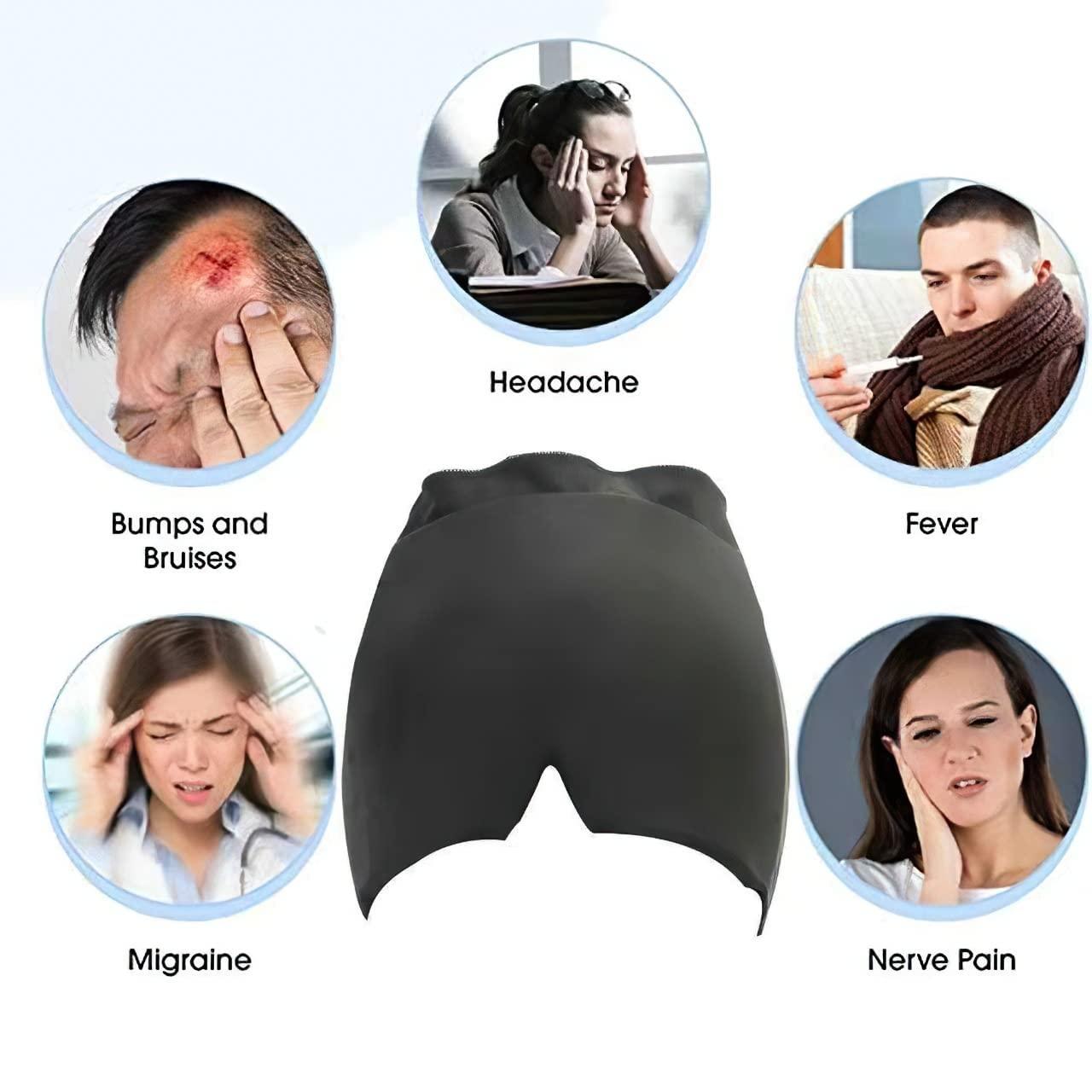 FamlyMart Migraine Relief Cap for Migraines, Headaches, Sinuses, Tension Relief Headache Relief Cap for Men & Women Hot and Cold Therapy Relaxing Thermax Migraine Cap, Migrane Relaxing Cap (Blue)