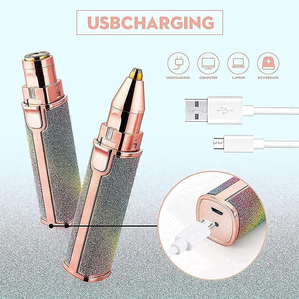 Generic ZARWAR Lipstick Shape Electronic Facial and Eyebrow Hair Remover Shaver For Women- Rechargeable With USB Cable 2 in 1 Eyebrow and Facial Hair Remover (MULTICOLOR) Wax (100 g)