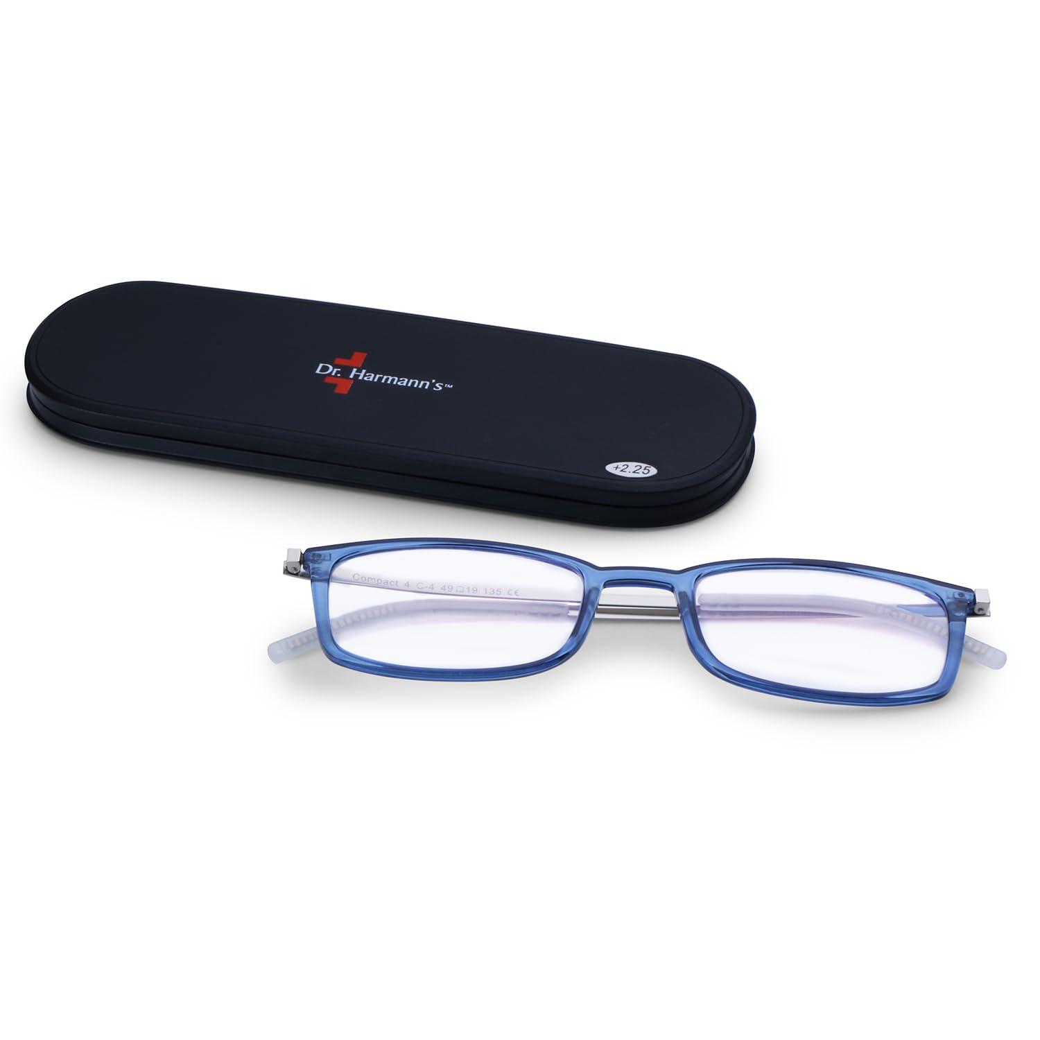 DR. HARMANN\'S READING GLASSES DR.HARMANN\'S READING GLASSES FLAT READERS FITTED WITH BLUE BLOCK LENS (Model: COMPACT 4 Transperant Blue colour +1.00)