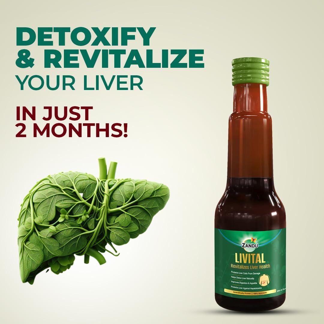 Zandu Zandu Livital Syrup 200ml | Aids in Liver Detox & Improves Digestion, Appetite |Scientifically Tested |100% Ayurvedic Ingredients | Protects Liver against various Hepatotoxins | Beneficial in Fatty Liver