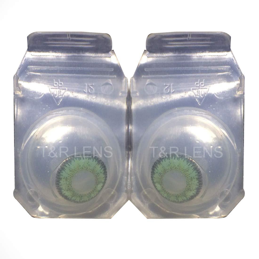 Iconic eye Iconic Eye Green Monthly Zero Power Monthly Contact Lens 2+ Multi Plus Solution with Lens Storage Box - By T&R Lens