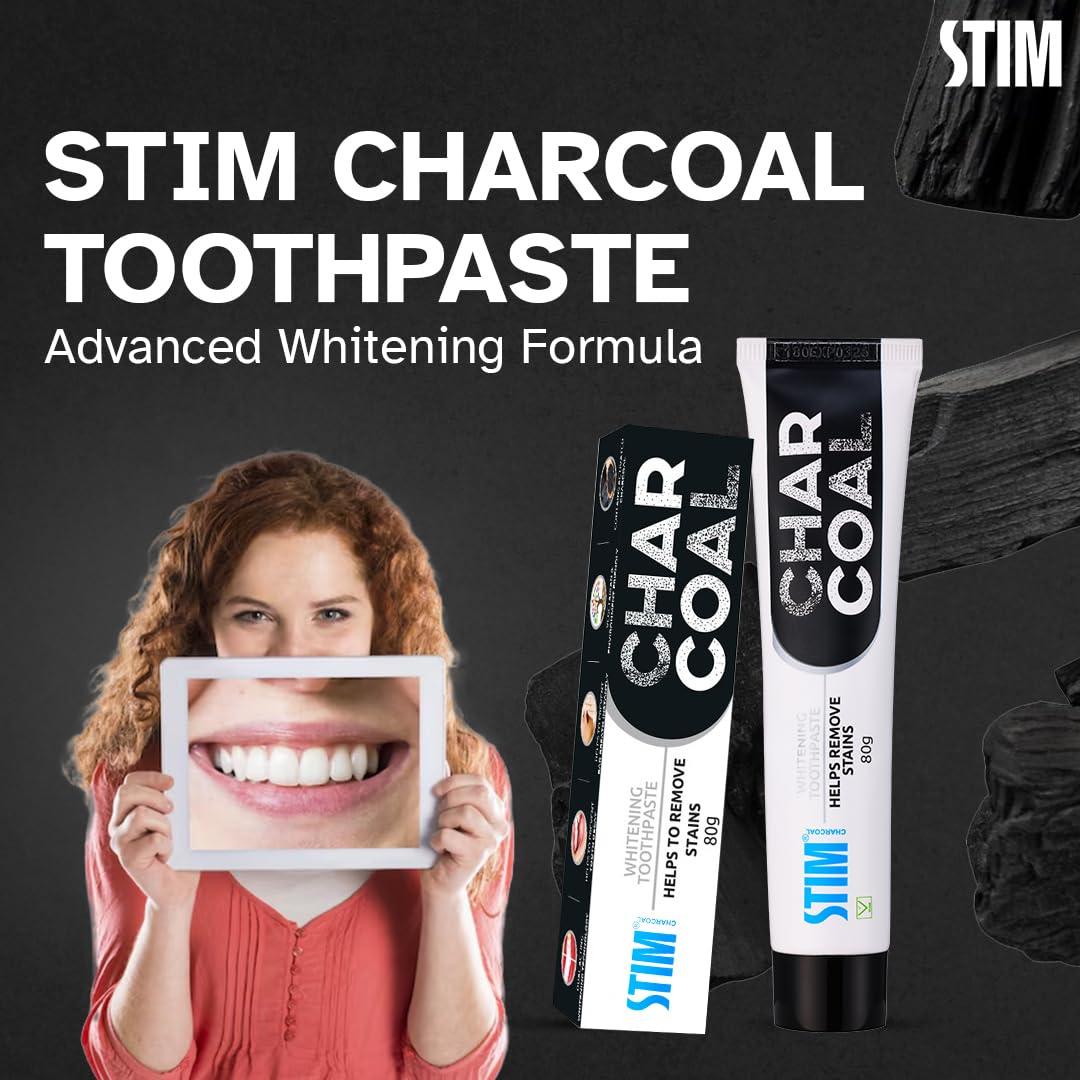 STIM STIM Charcoal Toothpaste For Natural Whitening (80g) Pack of 3