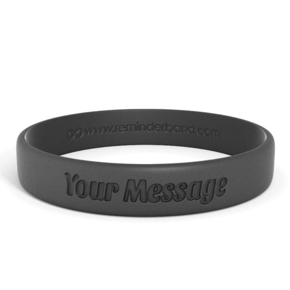 Reminderband Reminderband Classic Custom 100% Silicone Wristband - Personalized Silicone Rubber Bracelet - Customized, Events, Gifts, Support, Causes, Fundraisers, Awareness - Men, Women, Kids