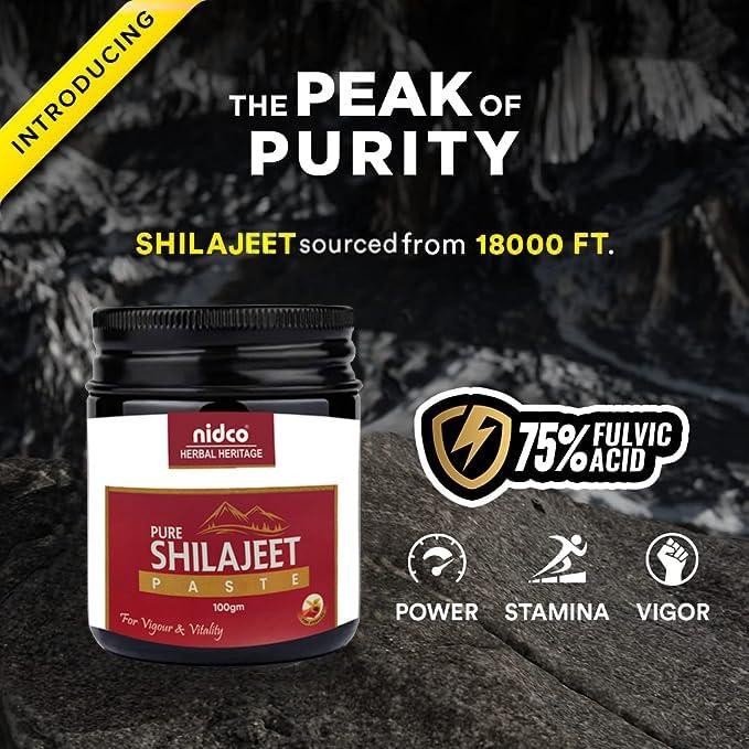 NIDCO Herbal Heritage NIDCO Herbal Heritage Shilajeet (Shilajit) Pure Resin | Paste 100% Ayurvedic Boost Performance Strength, Stamina, Endurance and Power| Maximum Potency & Immune Support (100gm)