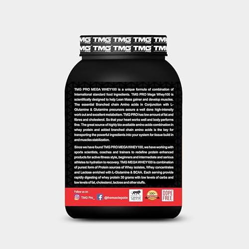 TMG PRO TMG PRO Mega Whey 100 Protein Powder | Dietary Supplement | Soy Free | Yeast Free | Dope Free | Mass Gainer Protein for Athlete & Bodybuilder (Chocolate-1KG)