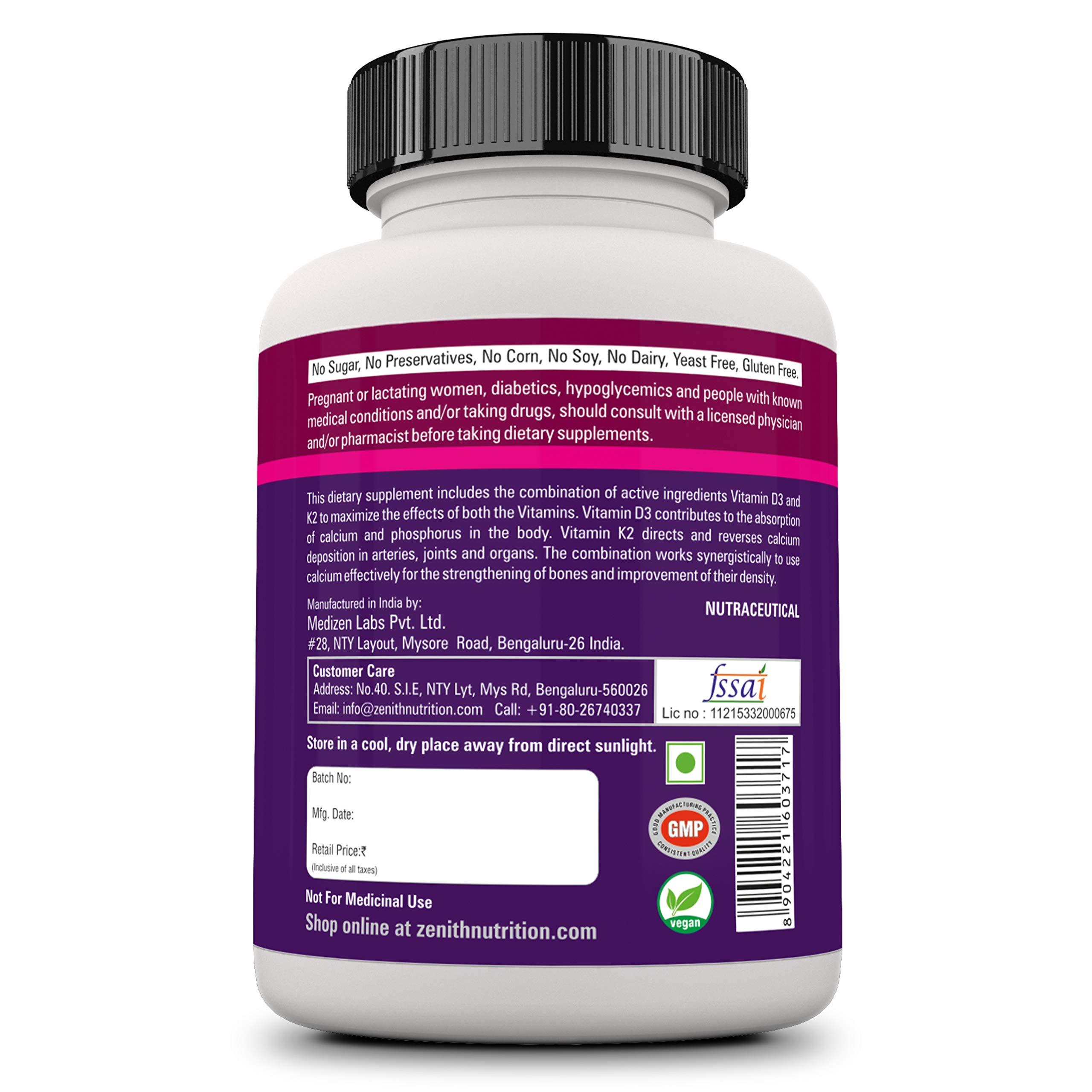 Zenith Nutrition Zenith Nutrition Vitamin D3 & K2 60 Veg caps | Bone Health | Boosts Immunity