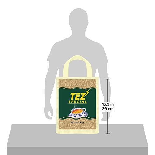 Tez Tez Tea Special Assam Black Loose CTC Leaf Tea, 5kg (Reusable Non Woven Cloth Bag)- Strong, Malty, Aromatic & Rich | Black Assam CTC Leaf Tea | Premium Kadak Chai Patti