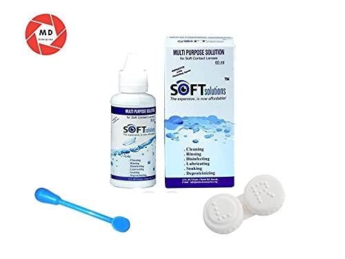 MD Prosthetic Contact Lens/Contact Lens (Medium Brown Center Black) with Lens Case, Lens Holder and 60 ML Solution