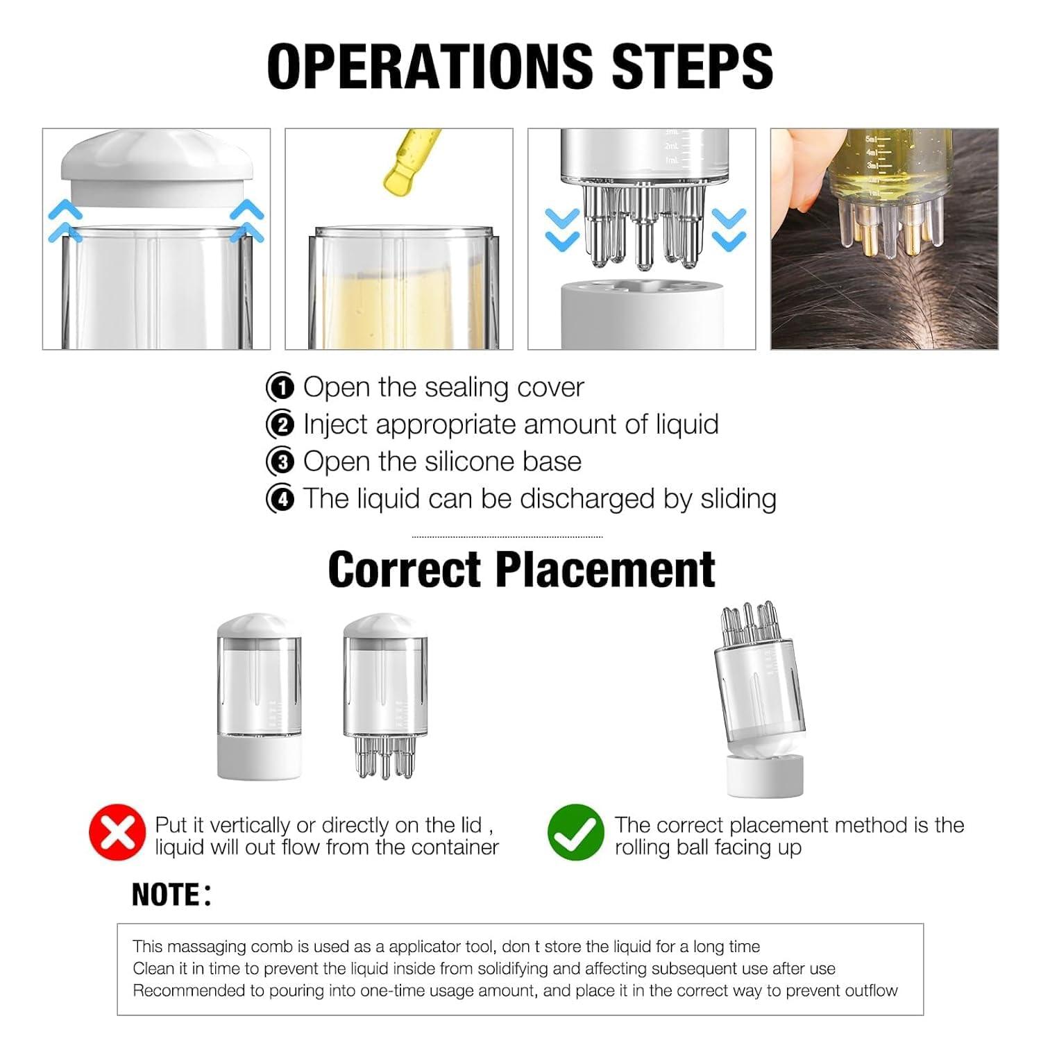 MVPHTY MVPHTY Scalp Oil Applicator| Hair Oiling Applicator And Scalp Massager With Graduated Scale - Portable Hair Oil Dispenser For Scalp Care, Smooth Liquid Discharging Best Head Pain Relief Tool(Set Of 2)