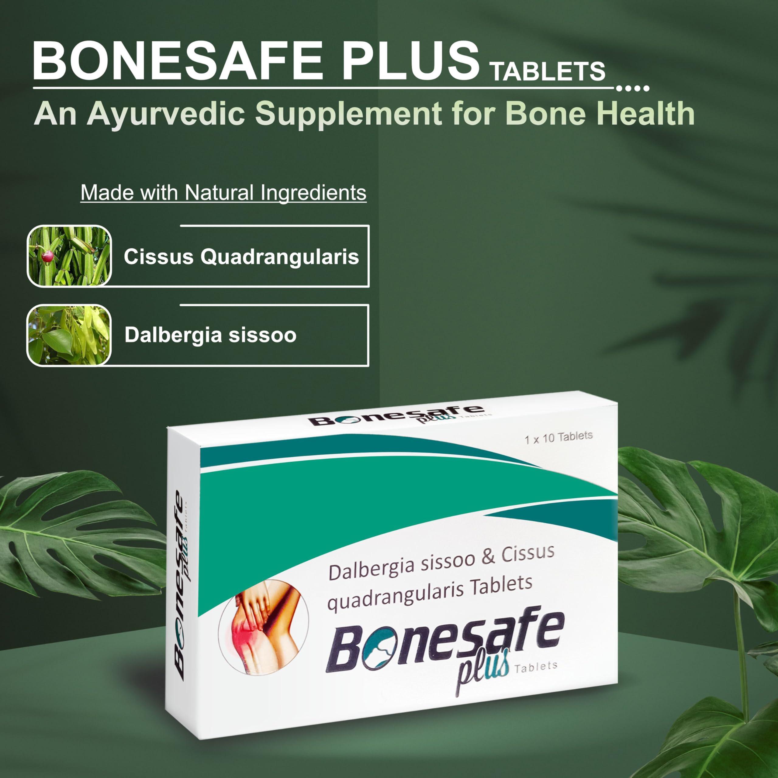 MARC REAL GOLD Bonesafe Plus Tablet - Dalbergia Sissoo & Cissus Quadrangularis (Hadjod) Extract tablets, Low Bone Density Supplement,Stronger Bones and Joint Health for Women and Men (10 Tablets)