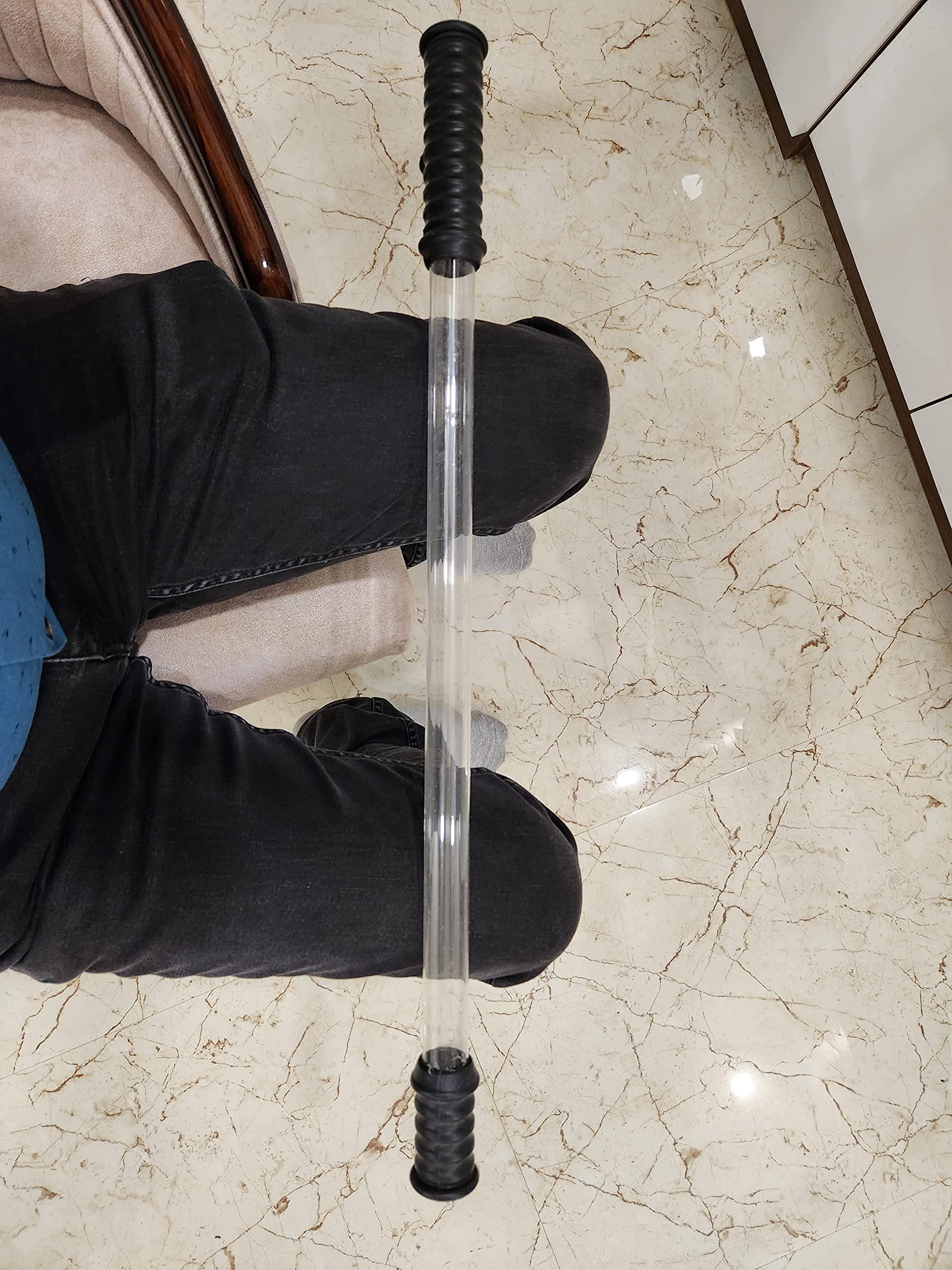 Rana Creation Mart Rana Polycarbonate Safety Stick (Pack of 1) High Impact Resistance,Light Weight, Scratch Proof, Anti Slip Bottom Security Stick/Fiber Rule/Fibre Stick/Police Fiber Stick/Walking Cane/Walking Rule