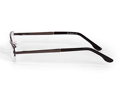 AEC AEC MetalRead Rectangle Half Rim Power Reading Glasses With Pen Clip & Smart Carry Case (+2.50, Brown)