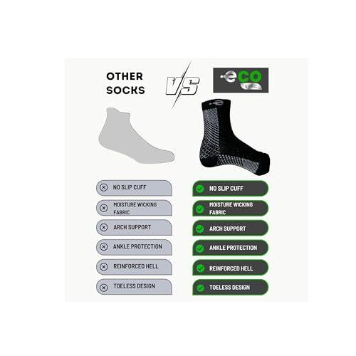 ecosync ecosync Unisex Cotton Orthopedic Neuropathy Socks For Men Women Outdoor Sport, Open Toe Foot Sleeves Compression Socks for Ankle Swelling, Achilles Tendon, Arch Support, Injury Recovery(Black)
