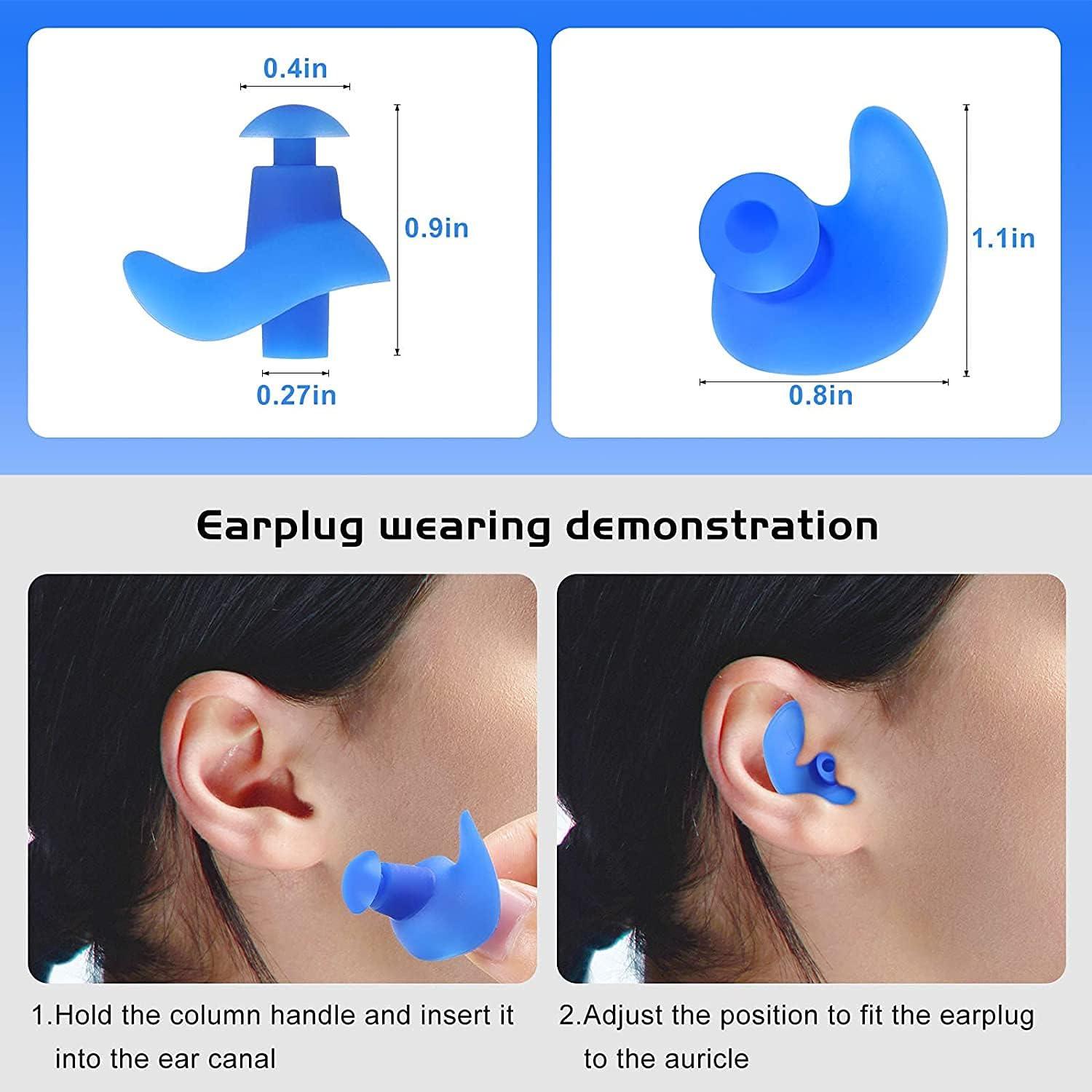 James International Silicone Earplugs for Swimming Bathing Shower Watersports Sleep Sound reducing airplane travel study snore loud events concerts Reusable for Adult and children 2 Pair (Grey)