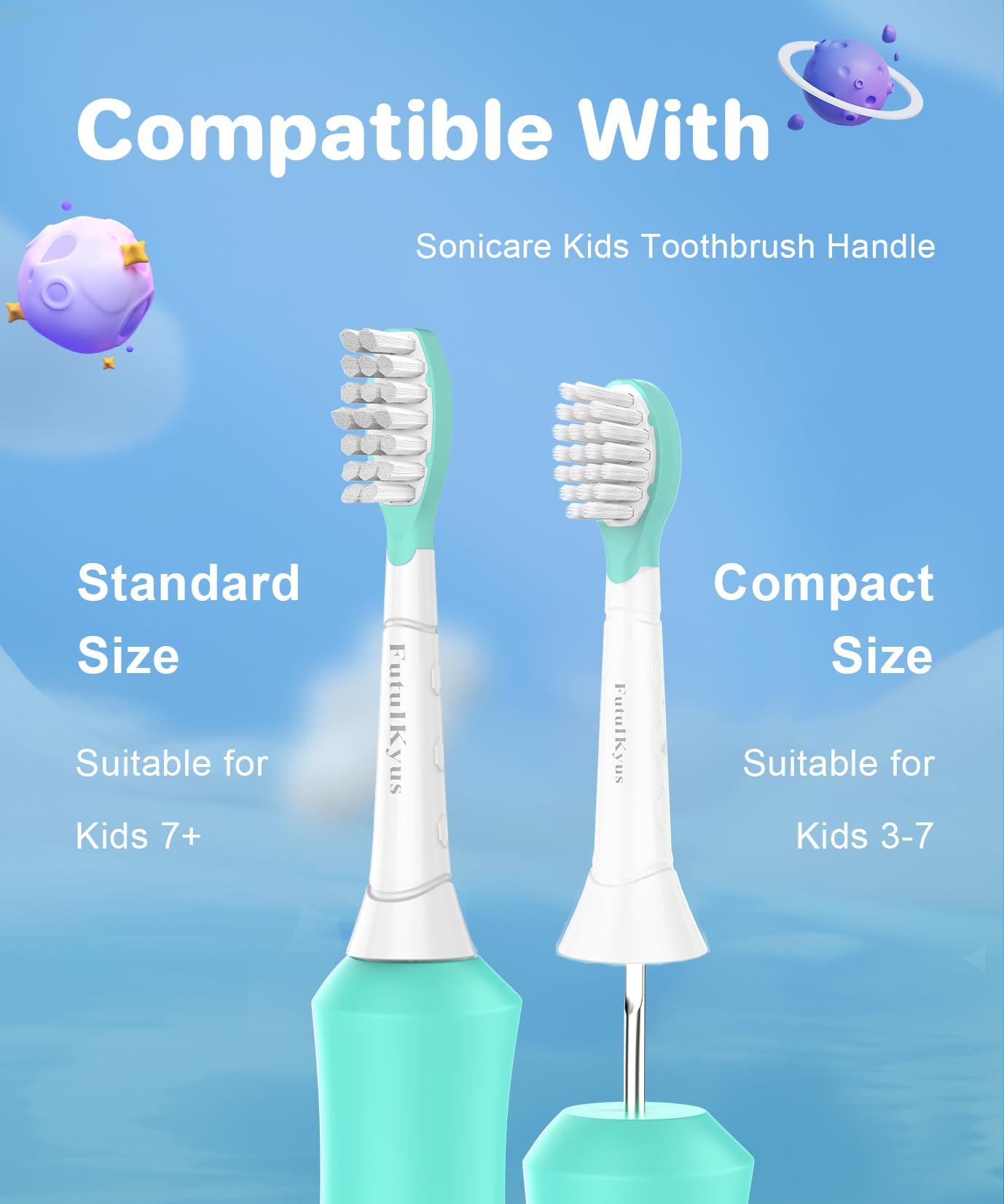 Futulkyus Futulkyus Replacement Heads for Philips Sonicare Kids Toothbrush - Over 7 Years Old Child Standard Soft Electric Children Brush Head for Boy Girl, HX6032/94 HX6042 HX6340 HX6034 HX6321 White 6 Pack