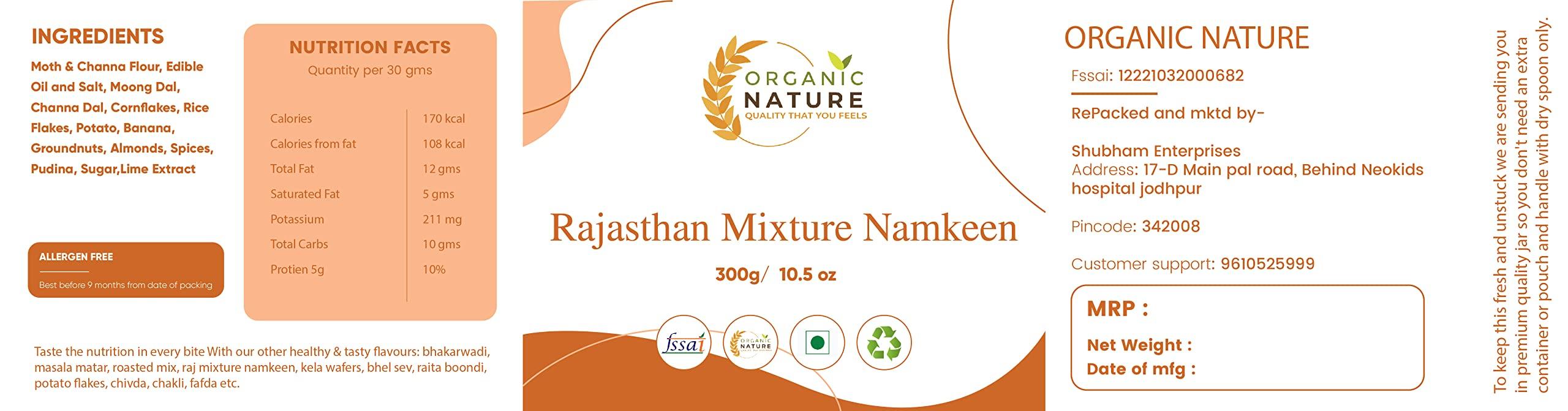 ORGANIC NATURE ORGANIC NATURE Rajasthani Mixture Namkeen Pack of 1 of 200 Grams Homemade and Ready to Eat, Spicy Namkeen (Delicious Normal Spicy) [Jar Pack]
