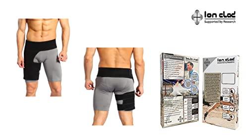Ion Clad Ion Clad Scientist Developed Copper Compression Hip Joint Brace with Groin Support. Pain Relief & Recovery for Quads, Pulled Muscle, Lower Back, Sciatica, Hip Flexor & Hamstring Strain – Men & Women