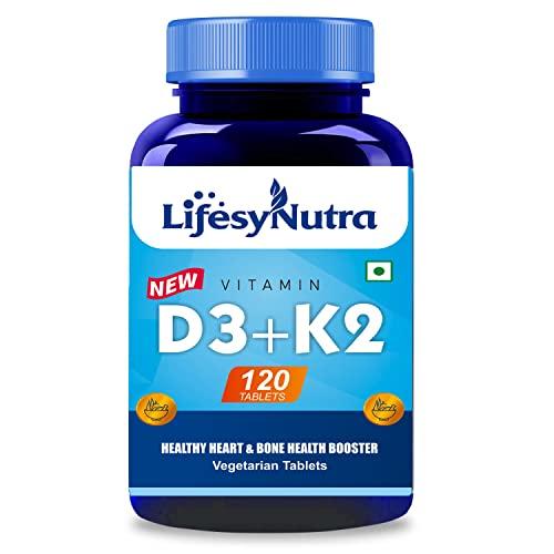 LIFESYNUTRA Lifesy Nutra Vitamin D3 With Vitamin K2 as MK7 supplement For Healthy Heart & Bone Health Booster - 120 Vegetarian Tablets