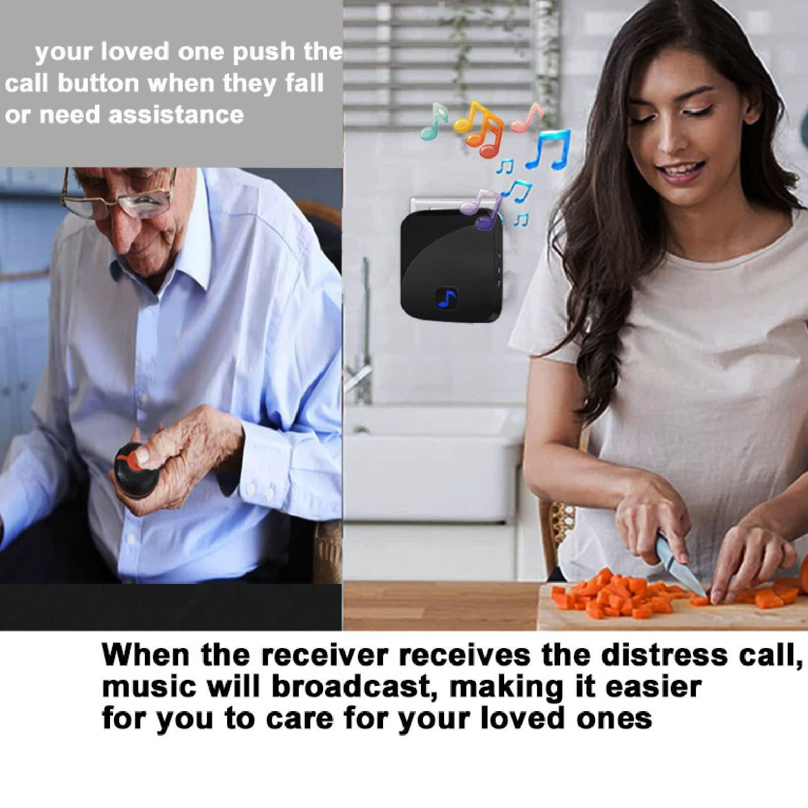 168 Wireless Caregiver Pager, Smart Call System, Adjustable Volume, LED Light Reminder Modes, Nurse Alert System with SOS Button for Elderly, Seniors and Patients (EU Plug)