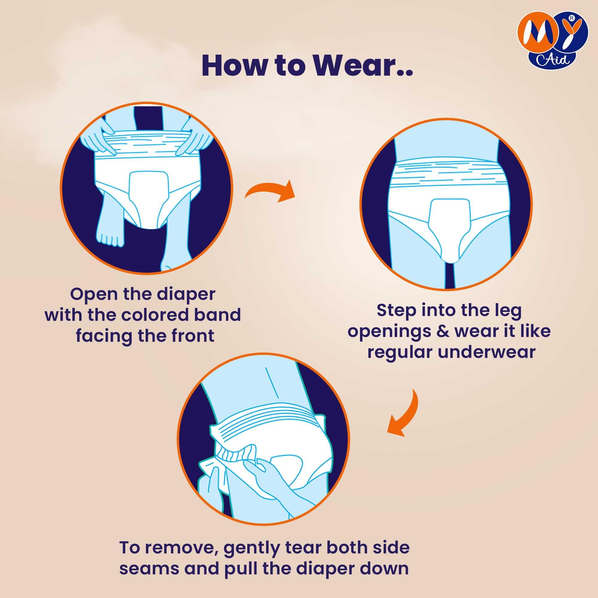 MYAID MYAID Unisex Premium Adult Diaper X-Large Size. Pant Style. Higher Absorption & Longer Comfort - XL Size (10 Pc) Pack of 3