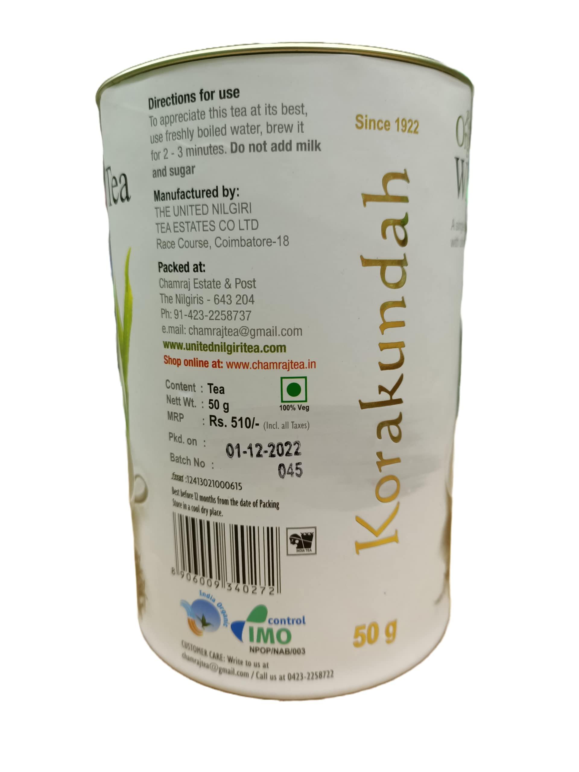 Generic KORAKUNDAH White Tea In Canister 50g | CHAMRAJ White Tea 25 Dip Bags | Pack of 2 | Total 75g | India\'s Finest Chamraj Nilgiri Tea