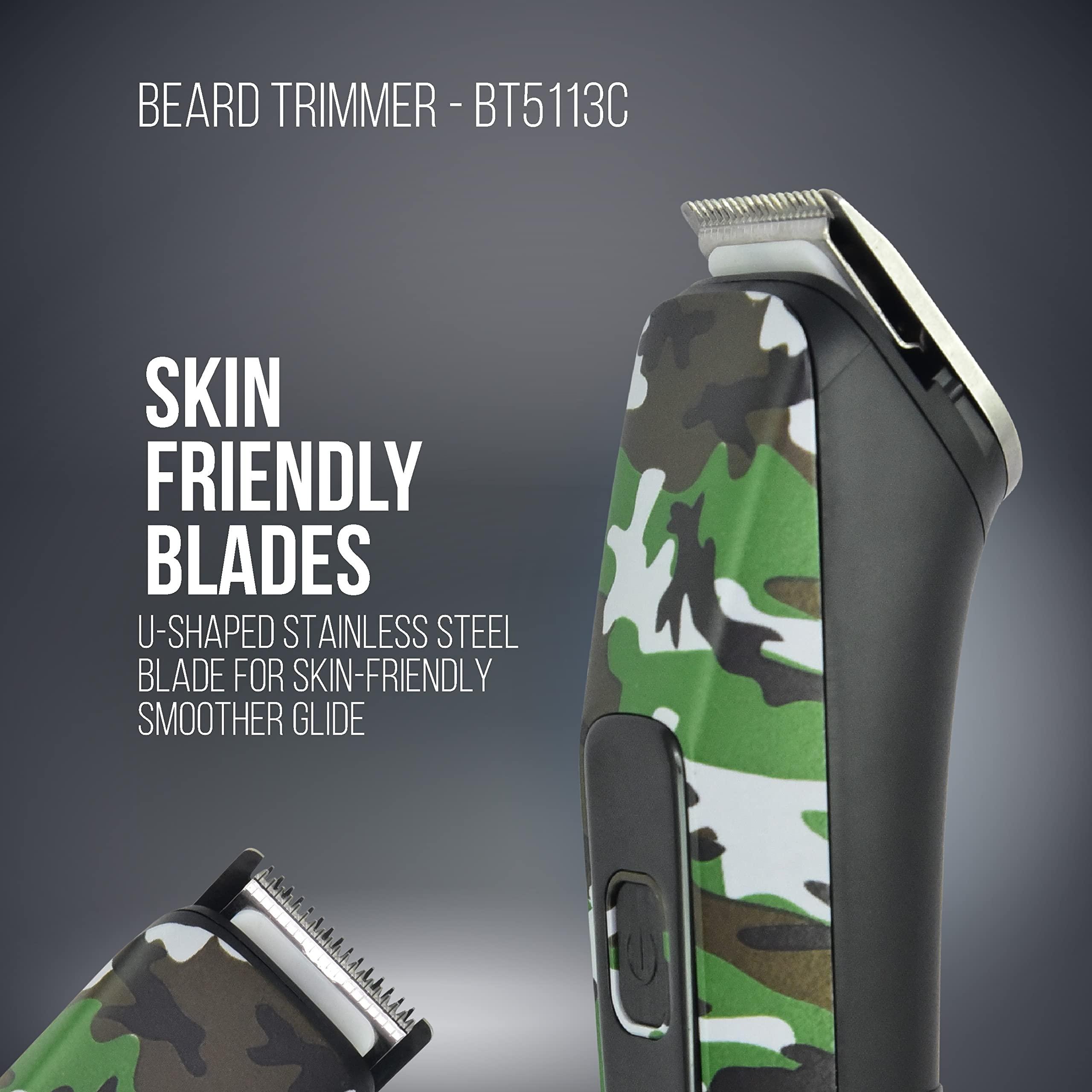 Havells Havells Bt5113 Rechargeable Beard Trimmer,Super Fast Charge,Trimming Lengths Upto 13 Mm For Multiple Styles (Military) (Black&Green),Men