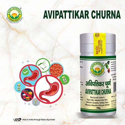 BASIC AYURVEDA BASIC AYURVEDA Avipattikar Churna 100 Gram Pack Of 3 | Certified Organic 100% Natural & Pure Powder | Ayurvedic Supplements For Stomach Health & Indigestion | A Powerful Blend Of Natural Ingredients E